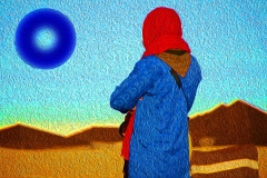 WAITING FOR THE BLUE SUN Digital art on canvas - cm. 70x100